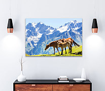 Obraz Kone a žriebä na pastvine